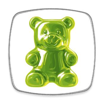 Green Gummy Bear - Square fridge magnet - white - Front