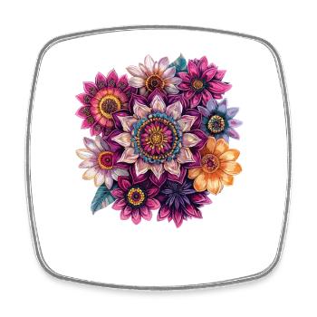 Kaleidoscopic Flower Mandala - Square fridge magnet - white - Front