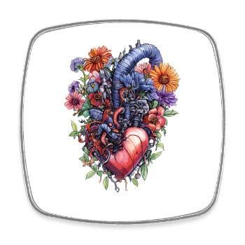 Floral Heart Steampunk - Square fridge magnet - white - Front