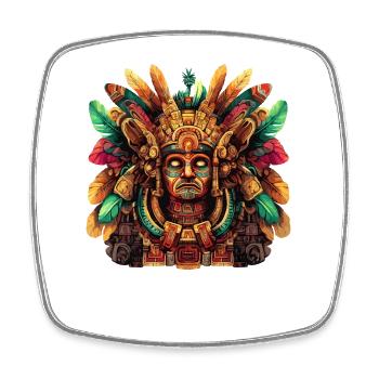 Aztekische Totemmasken mit Federn - Viereckiger Kühlschrankmagnet - Weiß - Vorne
