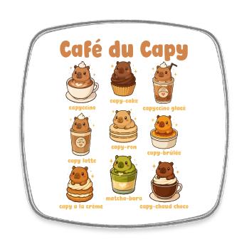 Café De Capybara Cute - Square fridge magnet - white - Front