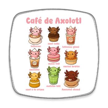 Café De Axolotl Cute - Square fridge magnet - white - Front