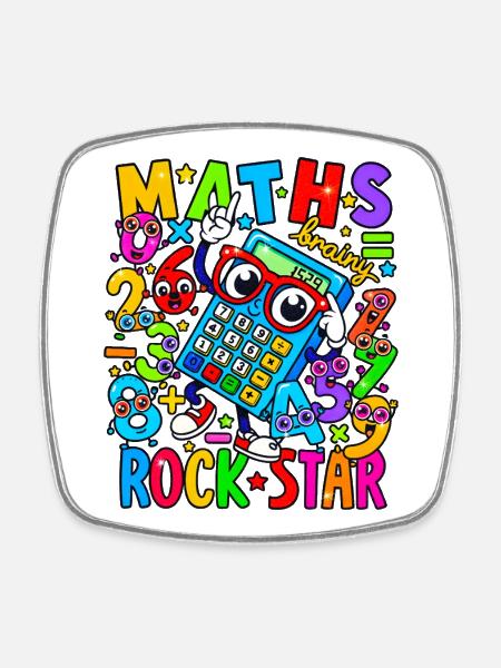 Calculatrice Rock Star de Mathématiques Néon - Magnet carré - blanc