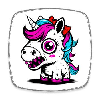 Neon Einhorn - Viereckiger Kühlschrankmagnet - Weiß - Vorne