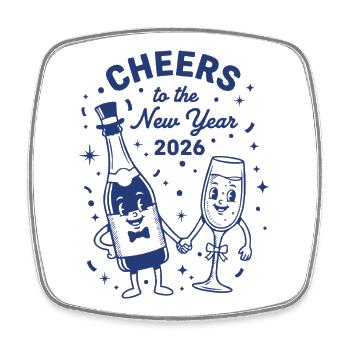 Santé à la célébration du Nouvel An 2026 - Magnet carré - blanc - Devant