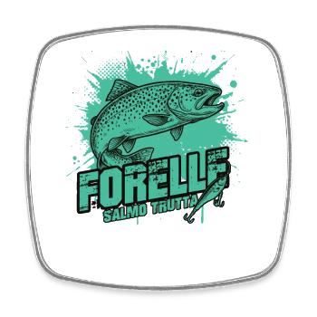 Forelle – Schönheit am Haken - Viereckiger Kühlschrankmagnet - Weiß - Vorne