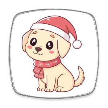 Baby Dog Niedliches Weihnachten im Weihnachtsmann - Viereckiger Kühlschrankmagnet - Weiß - Vorne