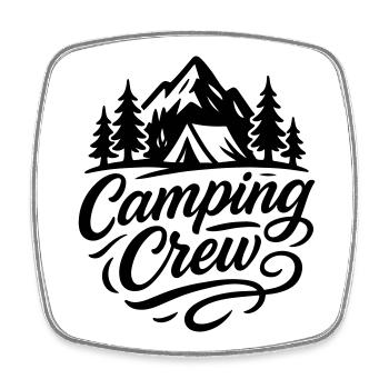 Camping Crew - Viereckiger Kühlschrankmagnet - Weiß - Vorne