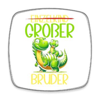 Big Brother Dinosaur Dino Sibling Motif - Square fridge magnet - white - Front