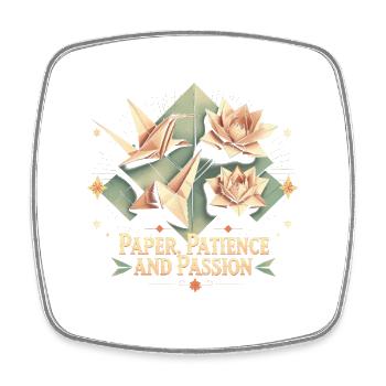 Origami Paper Patience And Passion - Viereckiger Kühlschrankmagnet - Weiß - Vorne