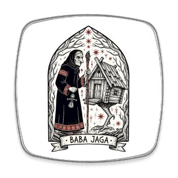Baba Yaga Dunkle Slawische Hexenkunst - Viereckiger Kühlschrankmagnet - Weiß - Vorne