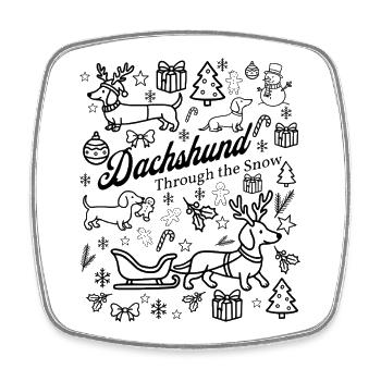 Dachshund Snow Design - Square fridge magnet - white - Front
