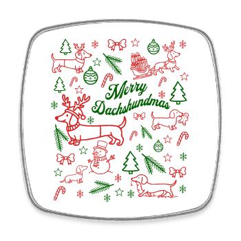 Dachshund Christmas Pattern - Square fridge magnet - white - Front