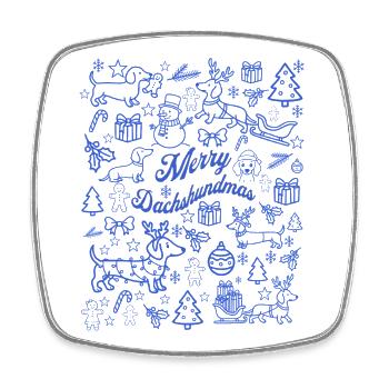 Merry Dachshundmas - Viereckiger Kühlschrankmagnet - Weiß - Vorne