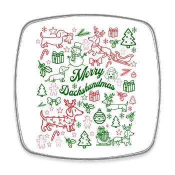 Frohe Dackelweihnacht - Viereckiger Kühlschrankmagnet - Weiß - Vorne