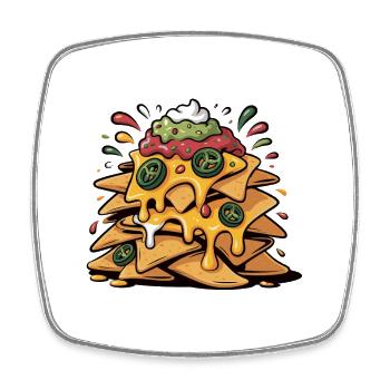 Cheese Nacho Tower Explosion - Square fridge magnet - white - Front
