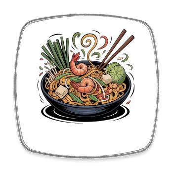Spring ramen with shrimp and lime - Square fridge magnet - white - Front
