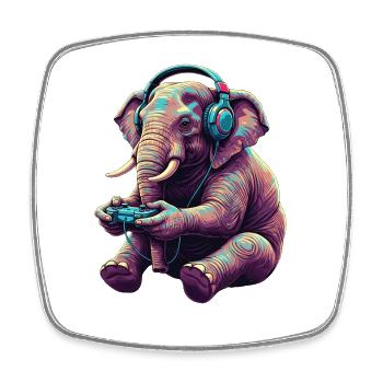 Elephant Games Animal Video Games Funny Elephant - Square fridge magnet - white - Front