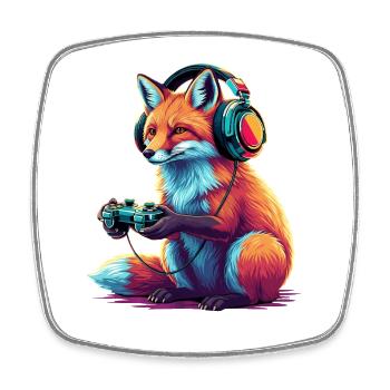 Fox Games Animal Video Games Funny Fox - Square fridge magnet - white - Front