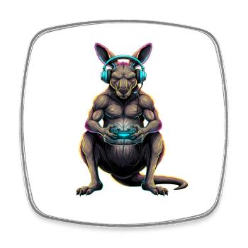 Kangaroo Games Animal Video Games Funny Kangaroo - Square fridge magnet - white - Front