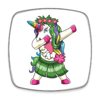 Dabbing Hawaiian Unicorn Hula-Rock Hawaiian Outfi - Viereckiger Kühlschrankmagnet - Weiß - Vorne