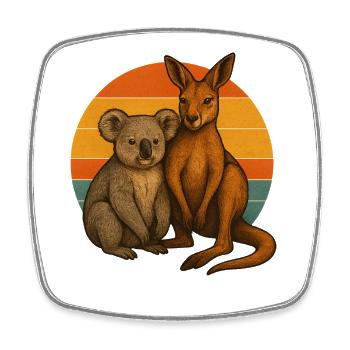 Koala und Känguru - Viereckiger Kühlschrankmagnet - Weiß - Vorne