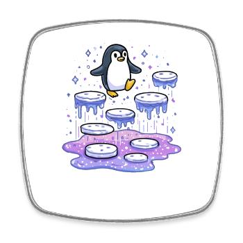 Galaktischer Pinguin auf Eisquellen - Viereckiger Kühlschrankmagnet - Weiß - Vorne