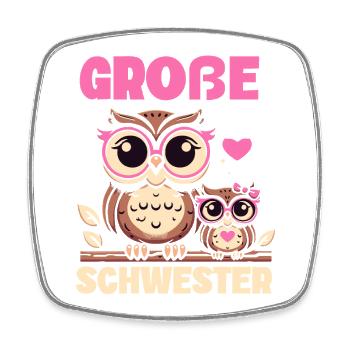 Große Schwester Eulen Älteres Baby Geschwister - Viereckiger Kühlschrankmagnet - Weiß - Vorne