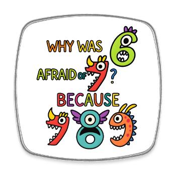 Number day 2026 Why Was Six Afraid Of Seven - Square fridge magnet - white - Front