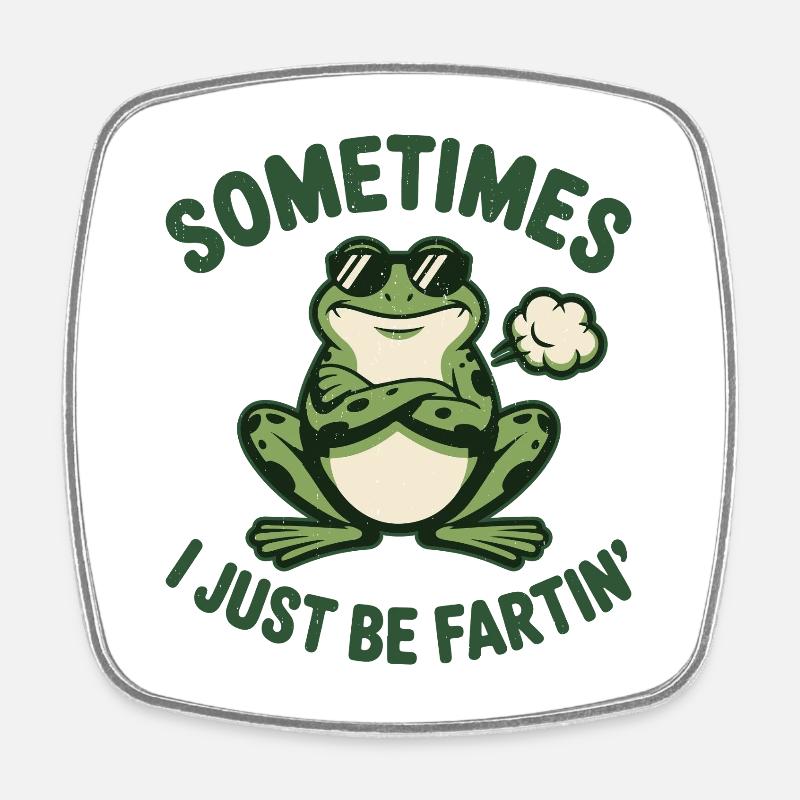 Manchmal ich einfach einen komischen Vintage-Frosch - Viereckiger Kühlschrankmagnet - Weiß