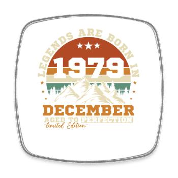 December 1979 Vintage Retro Birthday Gift - Square fridge magnet - white - Front
