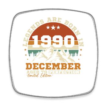 Décembre 1990 Vintage Cadeau D'anniversaire - Magnet carré - blanc - Devant