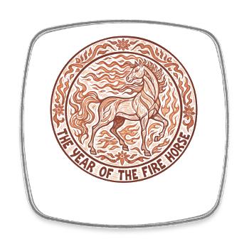 The Year Of The Fire Horse Design - Square fridge magnet - white - Front
