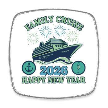 Familienkreuzfahrt 2026 Frohes Neujahr - Viereckiger Kühlschrankmagnet - Weiß - Vorne