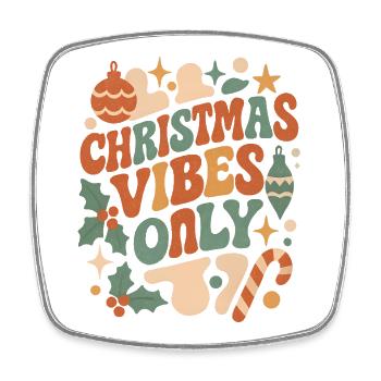 Christmas Vibes Only Retro - Viereckiger Kühlschrankmagnet - Weiß - Vorne
