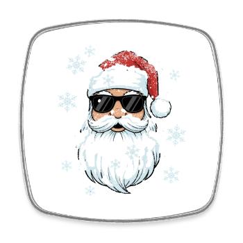 Cool Santa - Santa Claus with Sunglasses - Square fridge magnet - white - Front