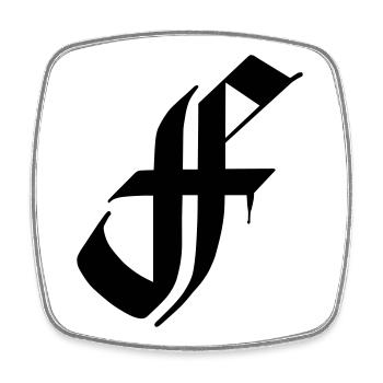 Fraktur font abbreviation F - Square fridge magnet - white - Front