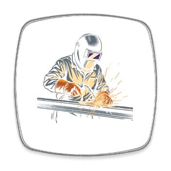 Welding Sparks I'D TACK THAT - Square fridge magnet - white - Front
