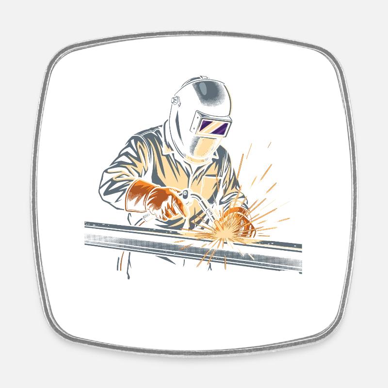 Welding Sparks I'D TACK THAT - Square fridge magnet - white