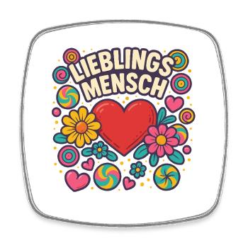 lieblingsmensch geschenk liebe, buntes herz motiv - Viereckiger Kühlschrankmagnet - Weiß - Vorne