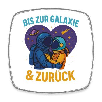 astronauten liebe spruch, bis zur galaxie zurück - Viereckiger Kühlschrankmagnet - Weiß - Vorne