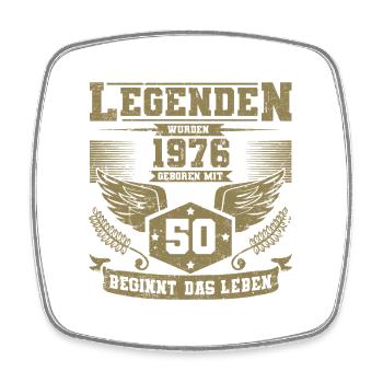 50th Birthday 1976 Legends Grunge Life Begins - Square fridge magnet - white - Front
