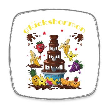 Glückshormon Schokoladen-Torte Spaß - Viereckiger Kühlschrankmagnet - Weiß - Vorne