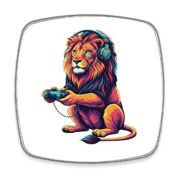 Lion Gaming Jeux vidéo d’animaux Funny Lion - Magnet carré - blanc - Devant