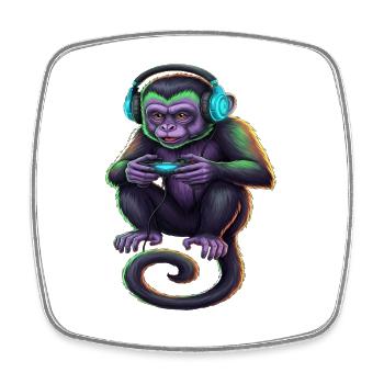 Monkey Gaming Jeux vidéo d’animaux Drôle de Monkey - Magnet carré - blanc - Devant