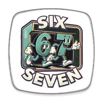 67 Six Seven Sechs Sieben Lustig Geschenk - Viereckiger Kühlschrankmagnet - Weiß - Vorne