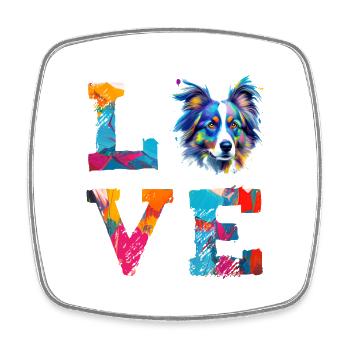 Australian Shepherd Love Aussie Colorful Paint - Viereckiger Kühlschrankmagnet - Weiß - Vorne