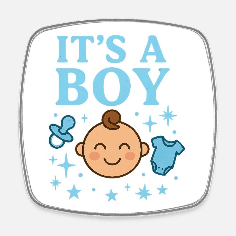 It's a Boy – Baby Motif - Square fridge magnet - white