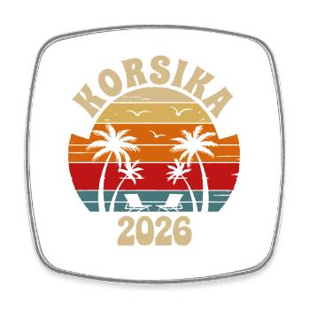 Korsika Retro Sonnenuntergang 2026 - Viereckiger Kühlschrankmagnet - Weiß - Vorne
