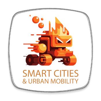 Smart Cities Urban Mobility - Square fridge magnet - white - Front